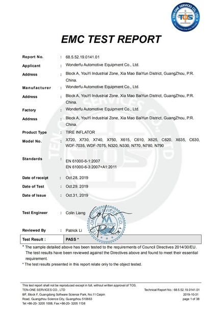 چین Guangzhou Wonderfu Automotive Equipment Co., Ltd گواهینامه ها